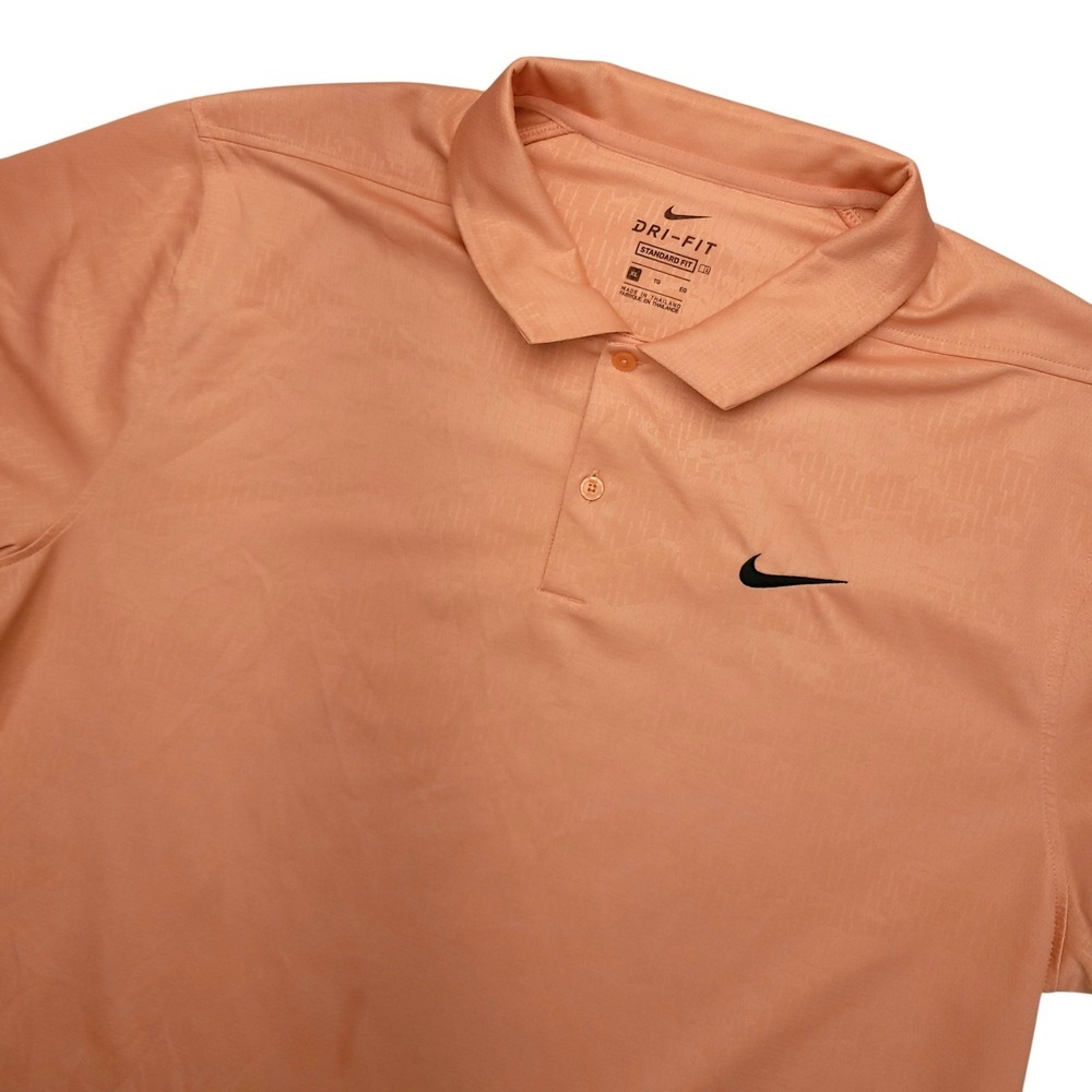 Nike Dri-FIT Polo Shirt Mens XL Orange Solid Golf Performance Standard Fit Top